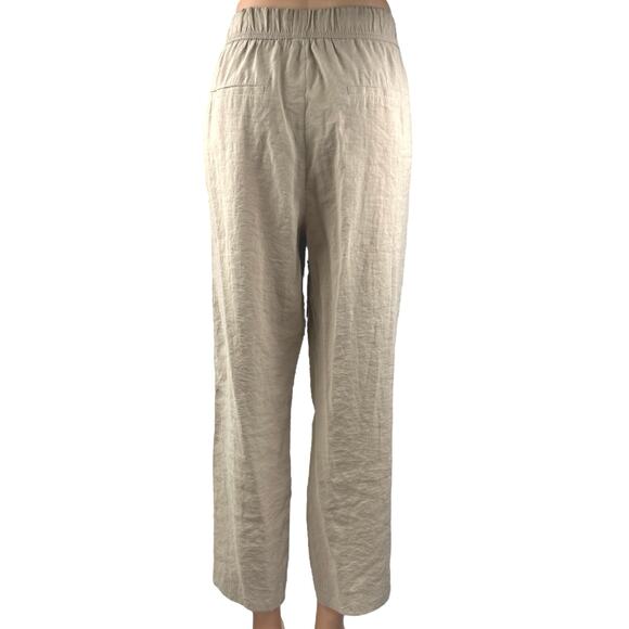 Zara Women's Tan High Elastic Waist Drawstring Straight Leg Trousers Pants Sz M - Picture 3 of 5